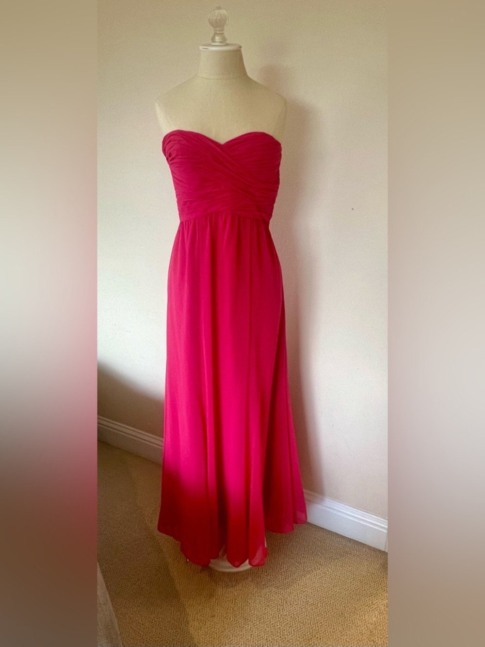 🩷 NWT!🩷 Ralph Lauren Strapless Ruched Sweetheart Maxi Dress in Bright Pink